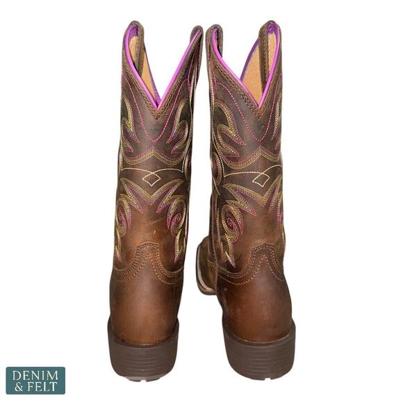 Ariat Hybrid Rancher Brown Leather Wide Square Toe Cowboy Boots Women’s 7B NEW - Picture 11 of 14